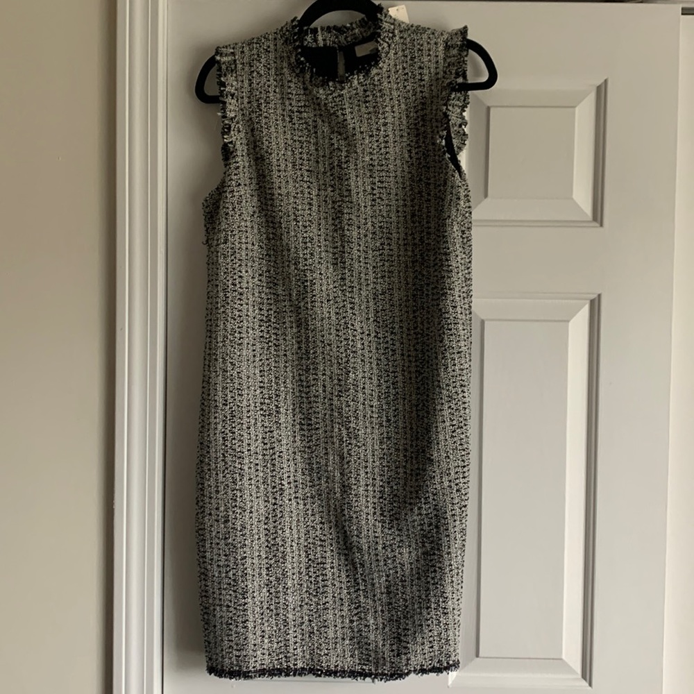 NWT black/white/gold tweed shift dress from Anthro